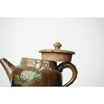 阿漕焼 盛絵 ぼたん 茶器一式　P361 