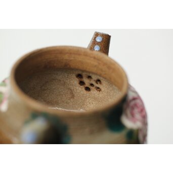 阿漕焼 盛絵 ぼたん 茶器一式　P361 