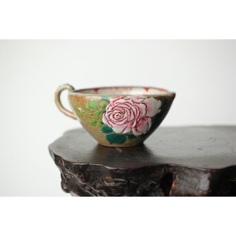 阿漕焼 盛絵 ぼたん 茶器一式　P361 