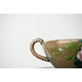 阿漕焼 盛絵 ぼたん 茶器一式　P361 