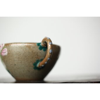 阿漕焼 盛絵 ぼたん 茶器一式　P361 