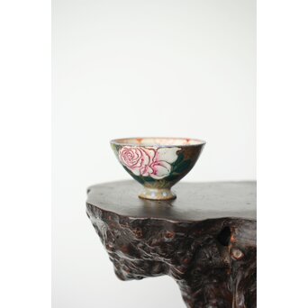 阿漕焼 盛絵 ぼたん 茶器一式　P361 