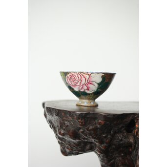 阿漕焼 盛絵 ぼたん 茶器一式　P361 