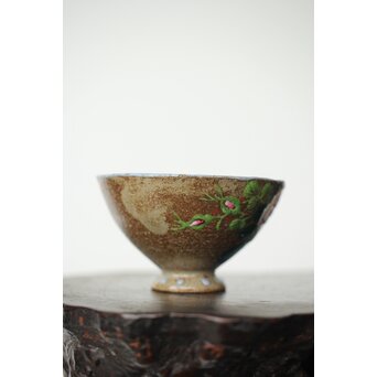 阿漕焼 盛絵 ぼたん 茶器一式　P361 