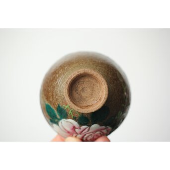 阿漕焼 盛絵 ぼたん 茶器一式　P361 