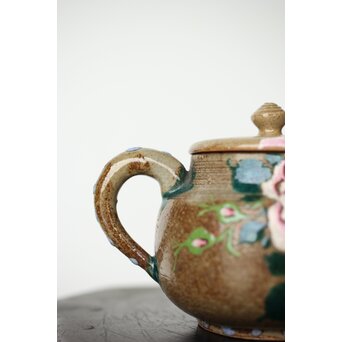 阿漕焼 盛絵 ぼたん 茶器一式　P361 