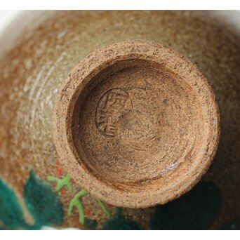 阿漕焼 盛絵 ぼたん 茶器一式　P361 