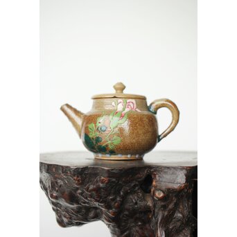 阿漕焼 盛絵 ぼたん 茶器一式　P361 