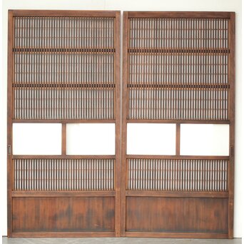 障子枠付クリアガラス格子戸 2枚1組　L1097