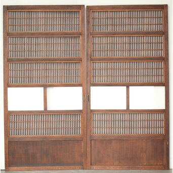 障子枠付クリアガラス格子戸 2枚1組　L1097 障子枠面