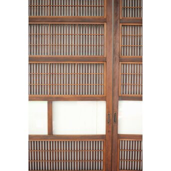 障子枠付クリアガラス格子戸 2枚1組　L1097 