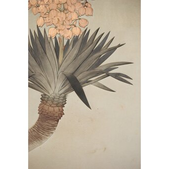 篠原如雪 木彫彩色南国花鳥図屏風　X414 