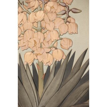 篠原如雪 木彫彩色南国花鳥図屏風　X414 