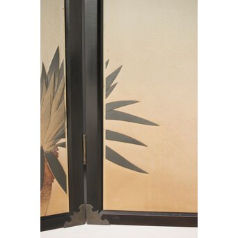 篠原如雪 木彫彩色南国花鳥図屏風　X414 