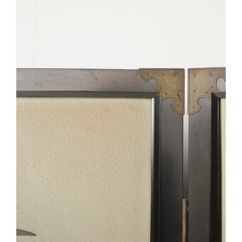 篠原如雪 木彫彩色南国花鳥図屏風　X414 