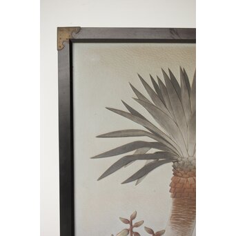 篠原如雪 木彫彩色南国花鳥図屏風　X414 