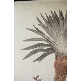 篠原如雪 木彫彩色南国花鳥図屏風　X414 