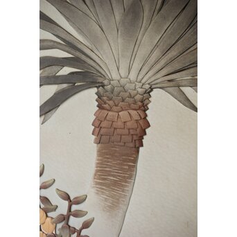 篠原如雪 木彫彩色南国花鳥図屏風　X414 