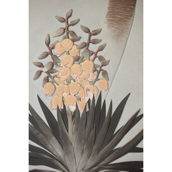 篠原如雪 木彫彩色南国花鳥図屏風　X414 