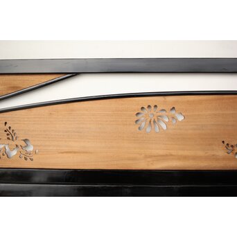 桐紋透かしの変則デザイン黒枠欄間 2枚1組　R0310 