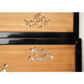 桐紋透かしの変則デザイン黒枠欄間 2枚1組　R0310 