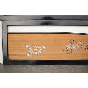 桐紋透かしの変則デザイン黒枠欄間 2枚1組　R0310 