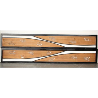 桐紋透かしの変則デザイン黒枠欄間 2枚1組　R0310 Ｂ面　両面仕様です