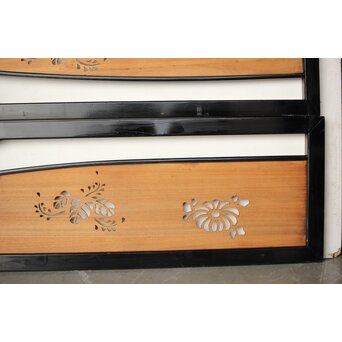 桐紋透かしの変則デザイン黒枠欄間 2枚1組　R0310 