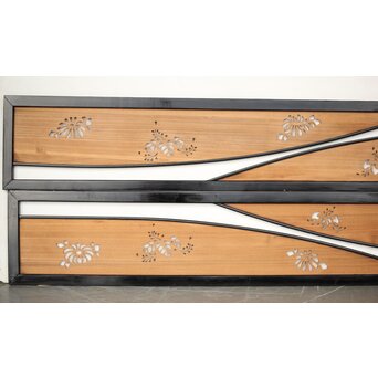 桐紋透かしの変則デザイン黒枠欄間 2枚1組　R0310 