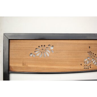 桐紋透かしの変則デザイン黒枠欄間 2枚1組　R0310 