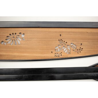 桐紋透かしの変則デザイン黒枠欄間 2枚1組　R0310 