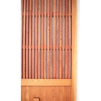 総欅 格子蔵戸　W113YD 弁柄でしょうか　赤味が残っています