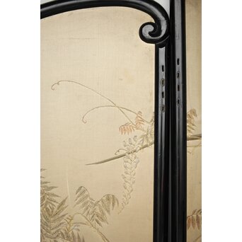 意匠明治刺繍 三枚屏風　Z425 