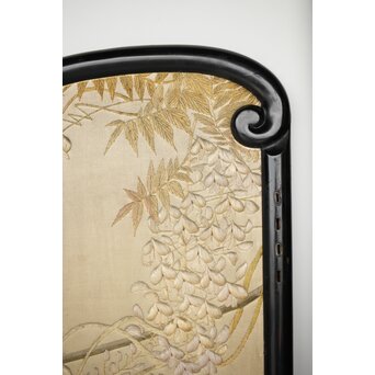 意匠明治刺繍 三枚屏風　Z425 