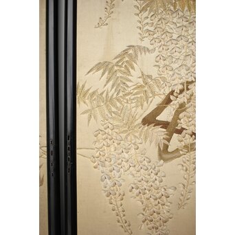 意匠明治刺繍 三枚屏風　Z425 