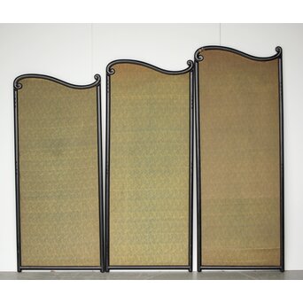 意匠明治刺繍 三枚屏風　Z425 
