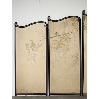意匠明治刺繍 三枚屏風　Z425 
