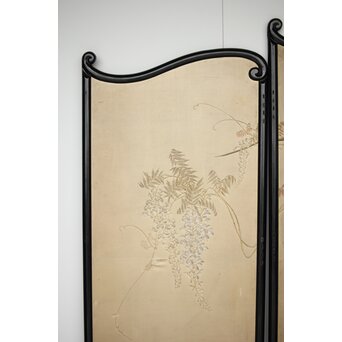 意匠明治刺繍 三枚屏風　Z425 