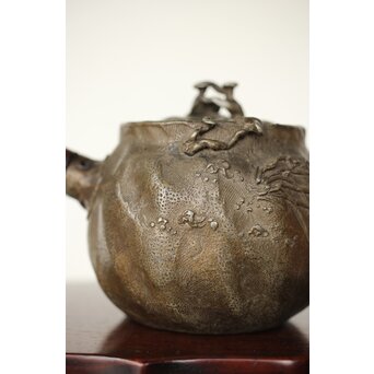 隺翁 砲口唐木手 錫急須　M368 