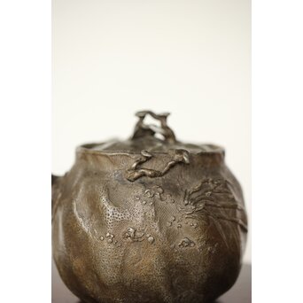 隺翁 砲口唐木手 錫急須　M368 