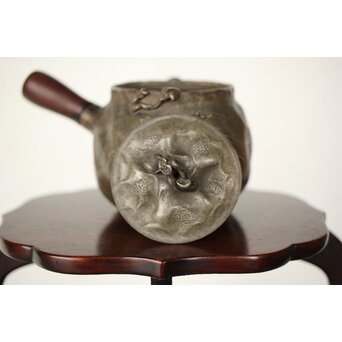 隺翁 砲口唐木手 錫急須　M368 