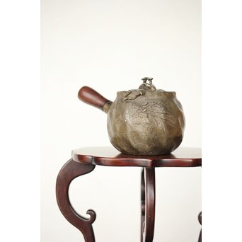 隺翁 砲口唐木手 錫急須　M368 