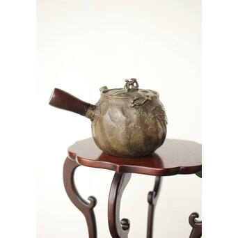 隺翁 砲口唐木手 錫急須　M368 