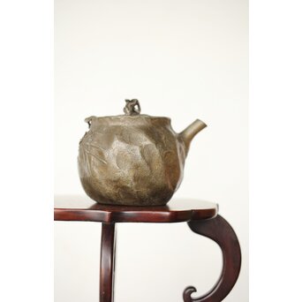 隺翁 砲口唐木手 錫急須　M368 