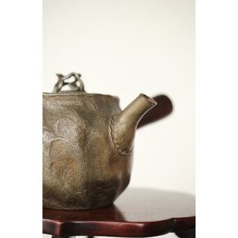 隺翁 砲口唐木手 錫急須　M368 