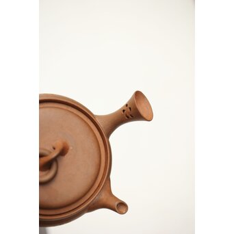 温故焼 漢詩彫 清水温故作 三足急須　P401 