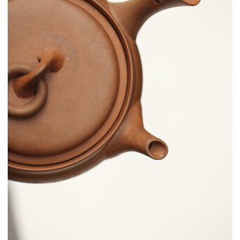 温故焼 漢詩彫 清水温故作 三足急須　P401 