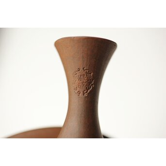 温故焼 漢詩彫 清水温故作 三足急須　P401 
