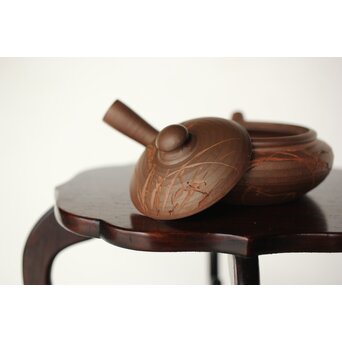 温故焼 初代 清水石僊 蘭文 急須　P403 