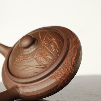 温故焼 初代 清水石僊 蘭文 急須　P403 